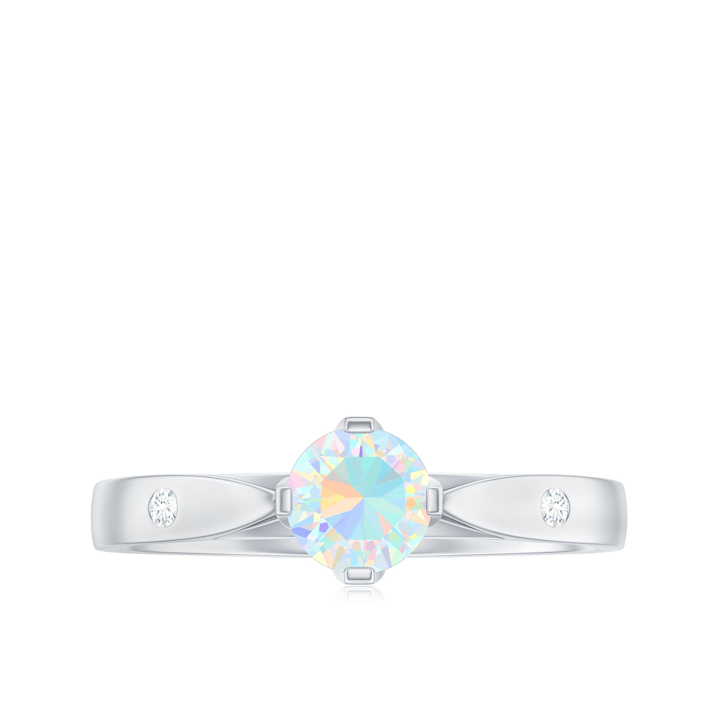 Natural Solitaire Ethiopian Opal Promise Ring with Diamond