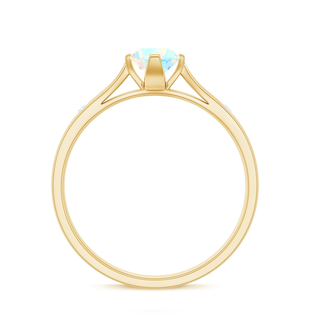 Natural Solitaire Ethiopian Opal Promise Ring with Diamond