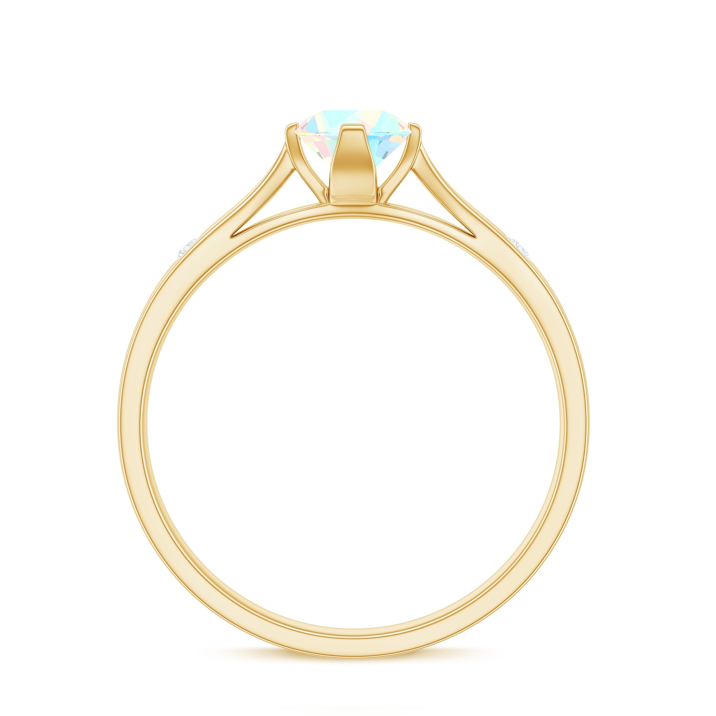 Natural Solitaire Ethiopian Opal Promise Ring with Diamond
