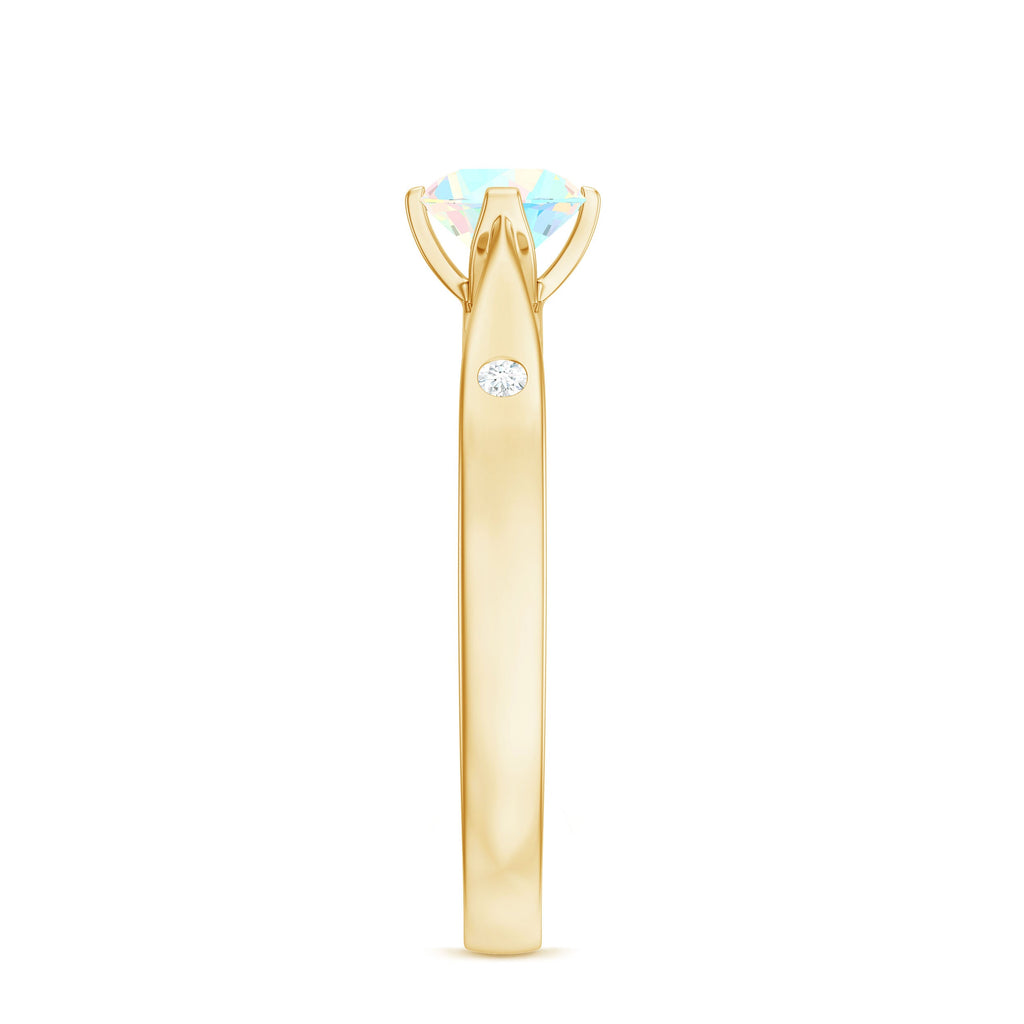 Natural Solitaire Ethiopian Opal Promise Ring with Diamond