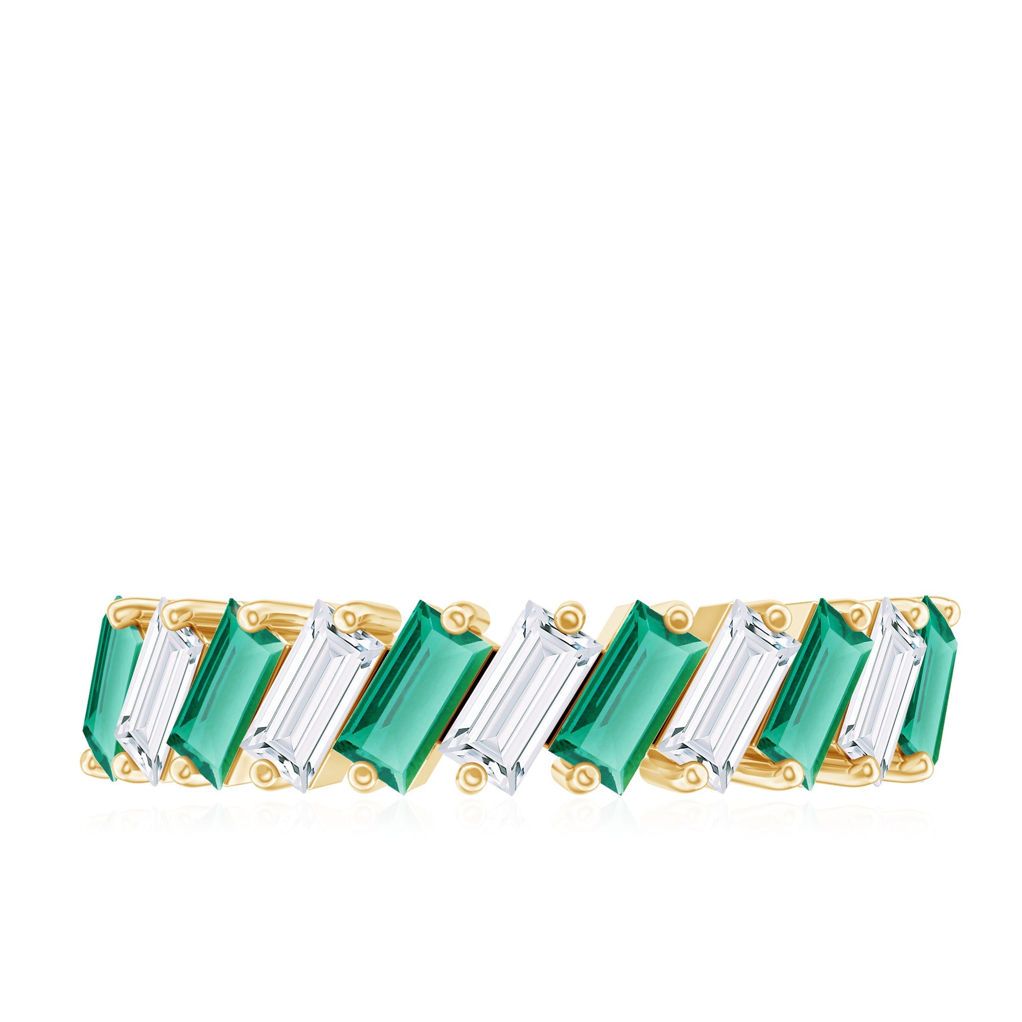 Certified Baguette Lab Grown Emerald Wedding Anniversary Band Ring