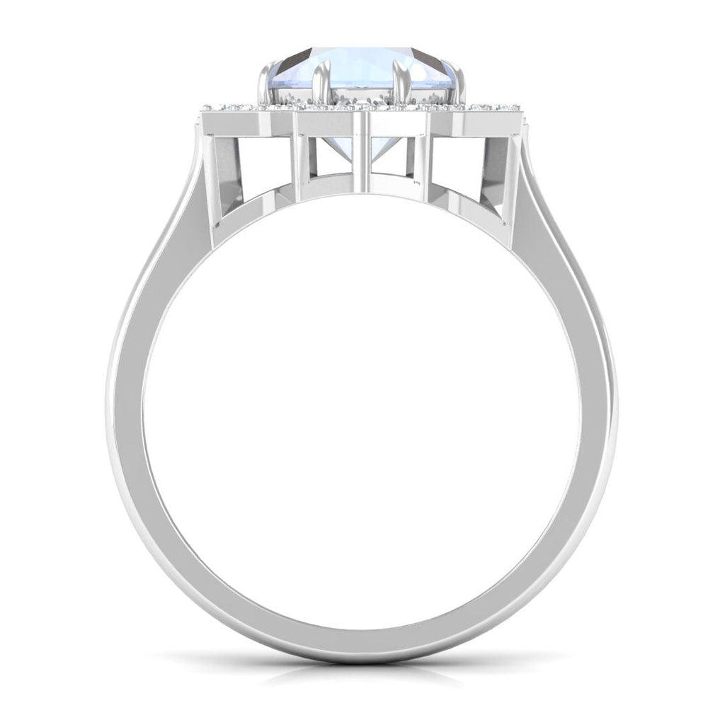 1.25 CT Moonstone Star Shape Engagement Ring with Diamond