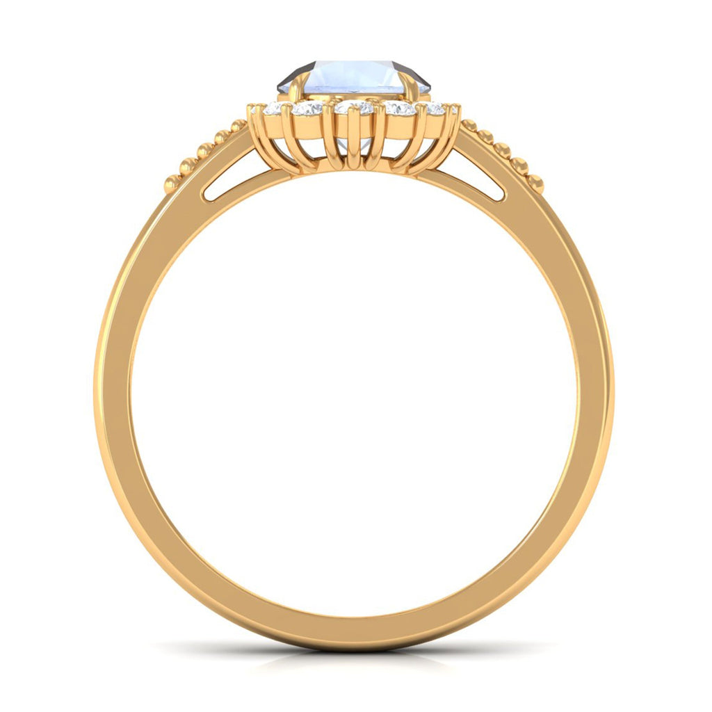 3/4 CT Natural Moonstone Engagement Ring with Diamond Accent