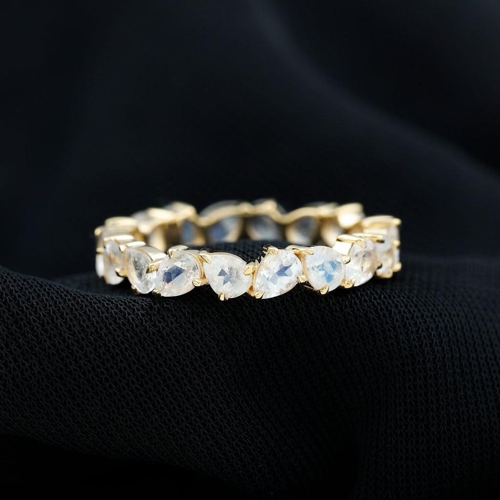 Pear Cut Moonstone Eternity Band Ring