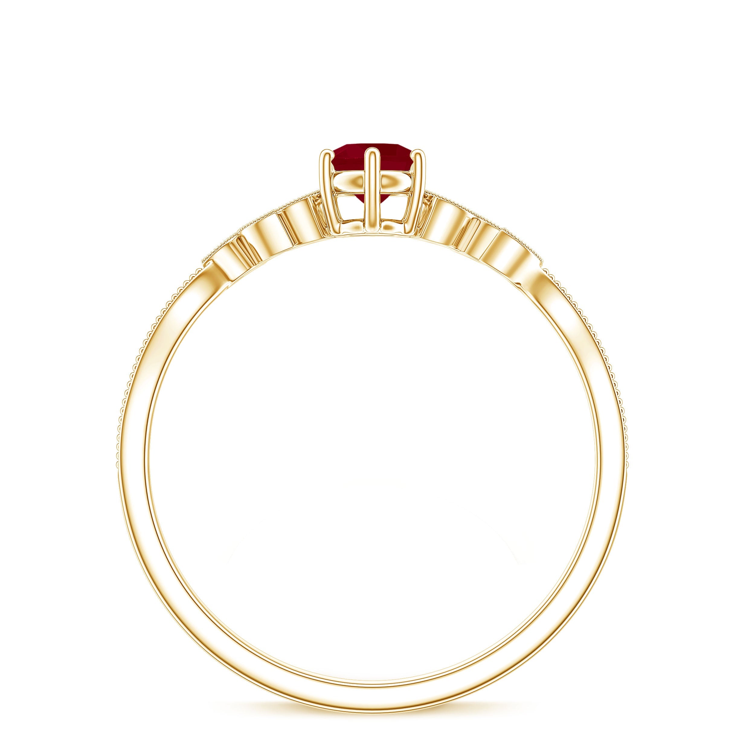 Ruby and Diamond Leaf Branch Promise Ring