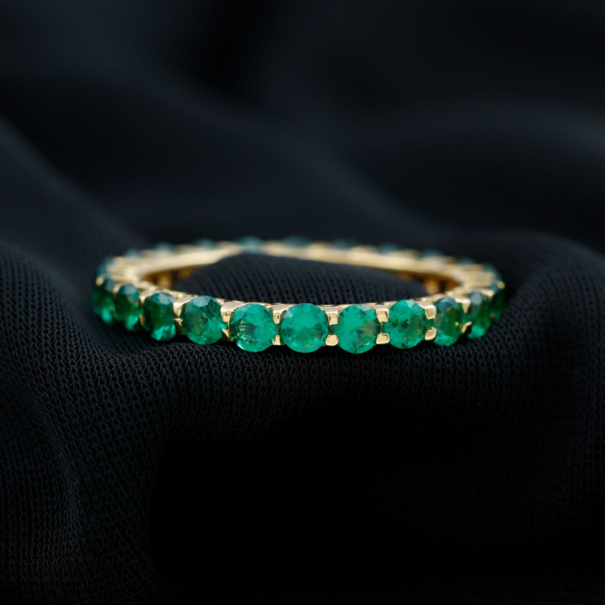 Certified Lab Created Emerald Full Eternity Band Ring