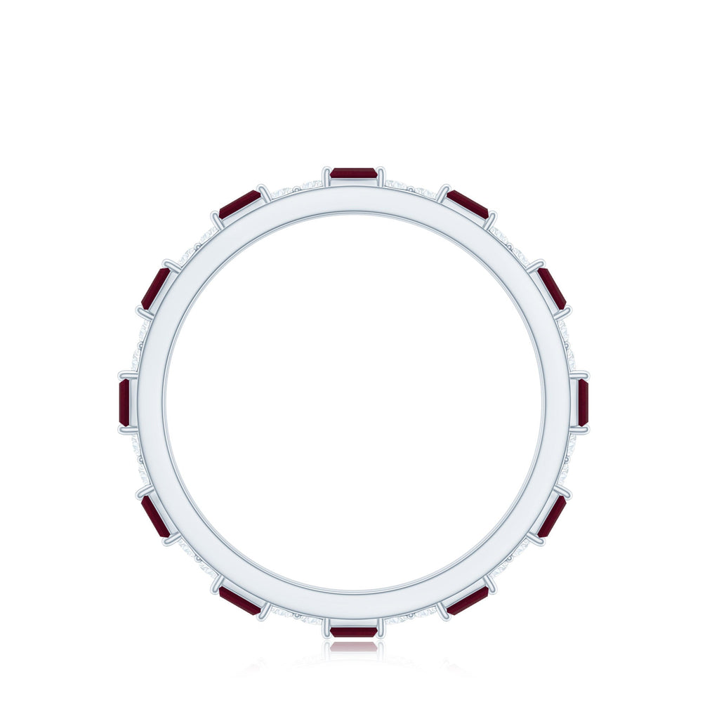 Genuine Baguette Ruby Diamond Eternity Ring for Women