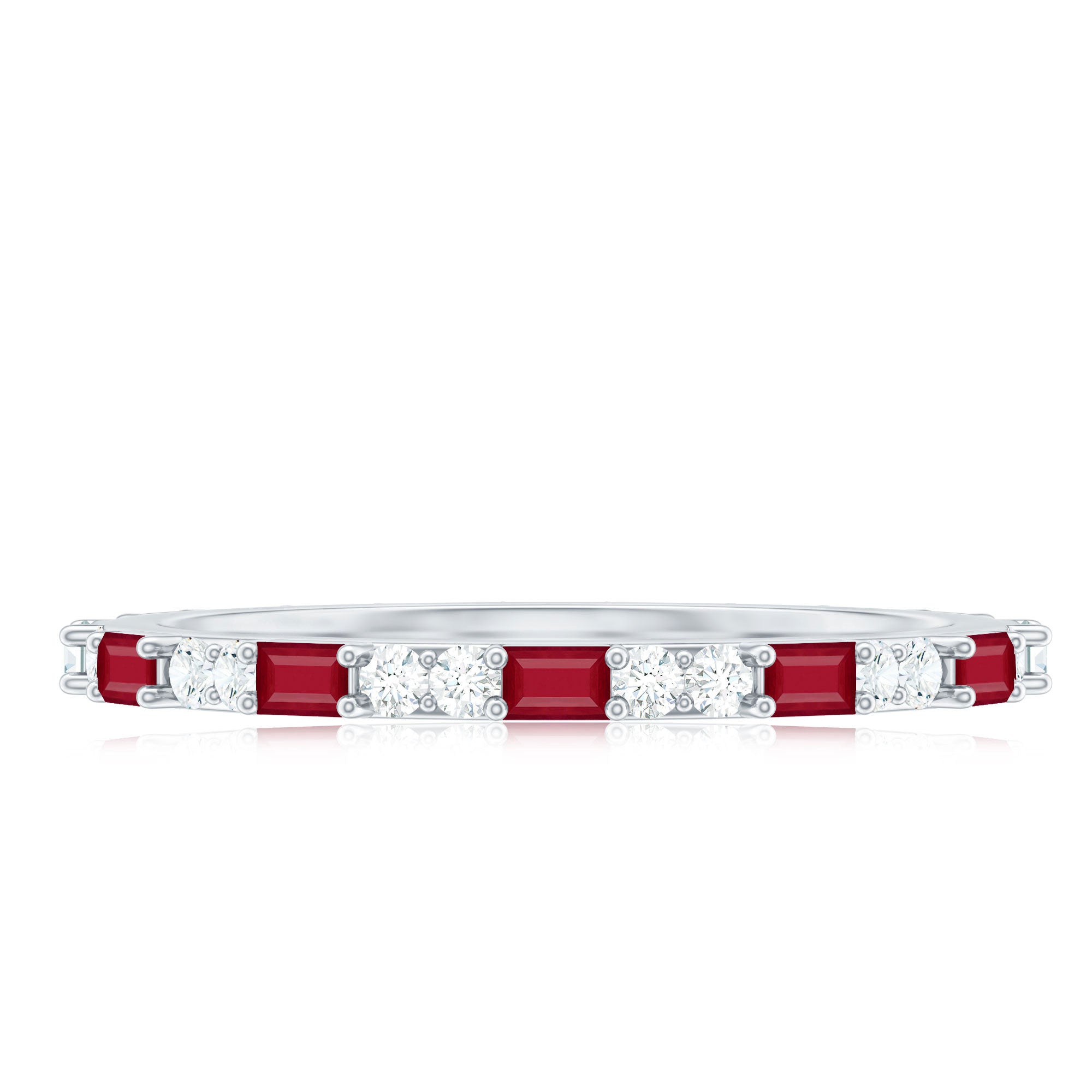 Genuine Baguette Ruby Diamond Eternity Ring for Women