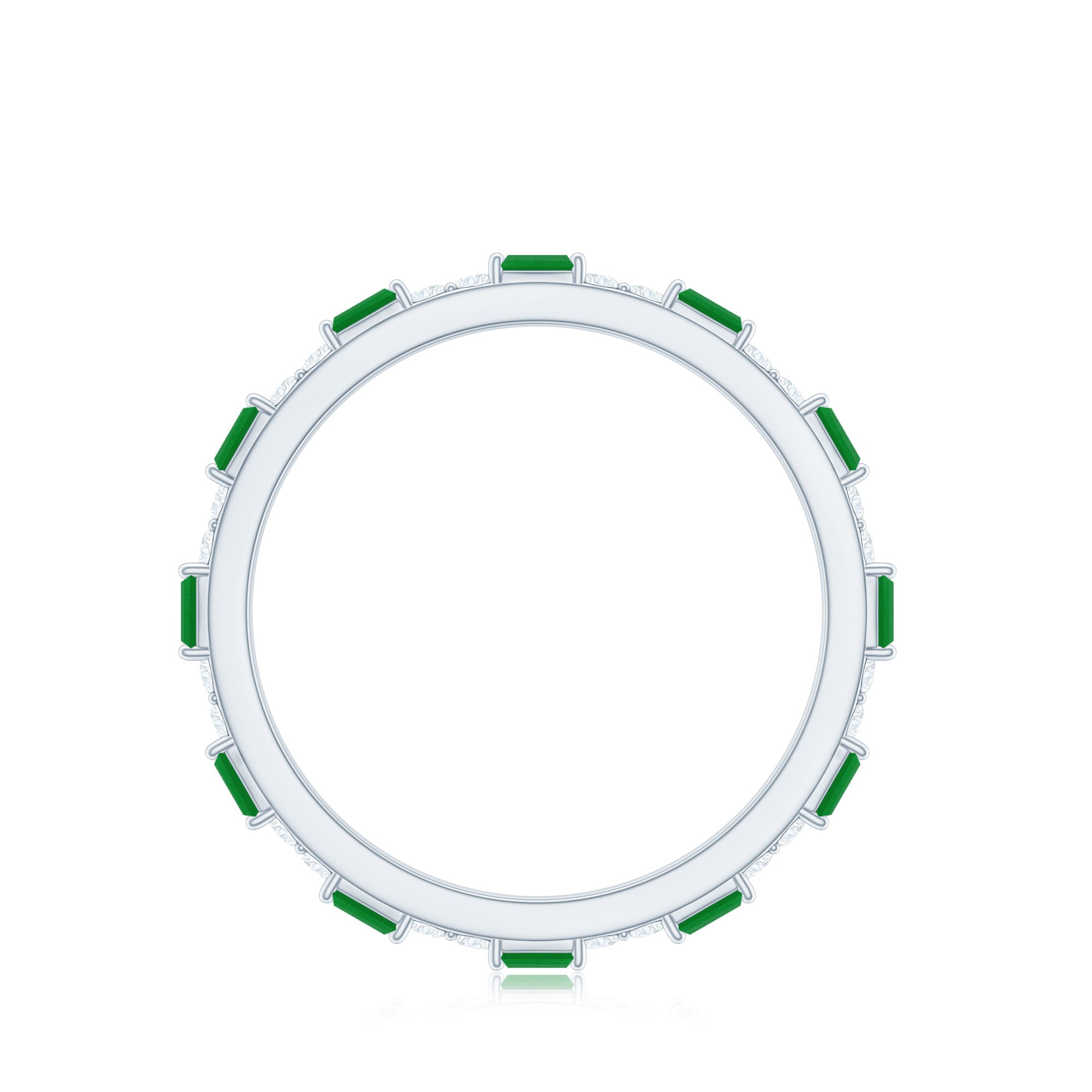 Natural Baguette Emerald Diamond Eternity Ring in East West Style