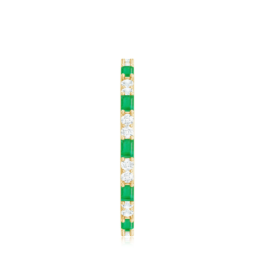Natural Baguette Emerald Diamond Eternity Ring in East West Style
