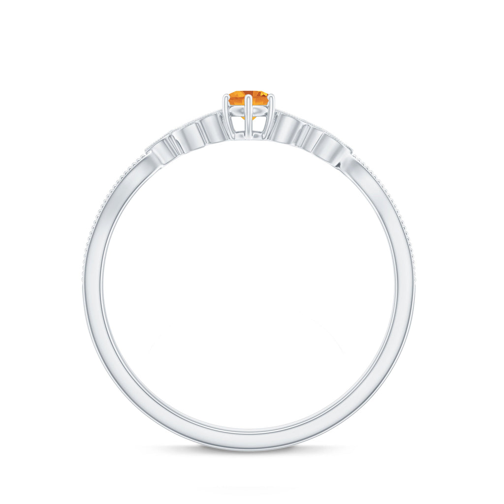 Nature Inspired Citrine Promise Ring with Diamond