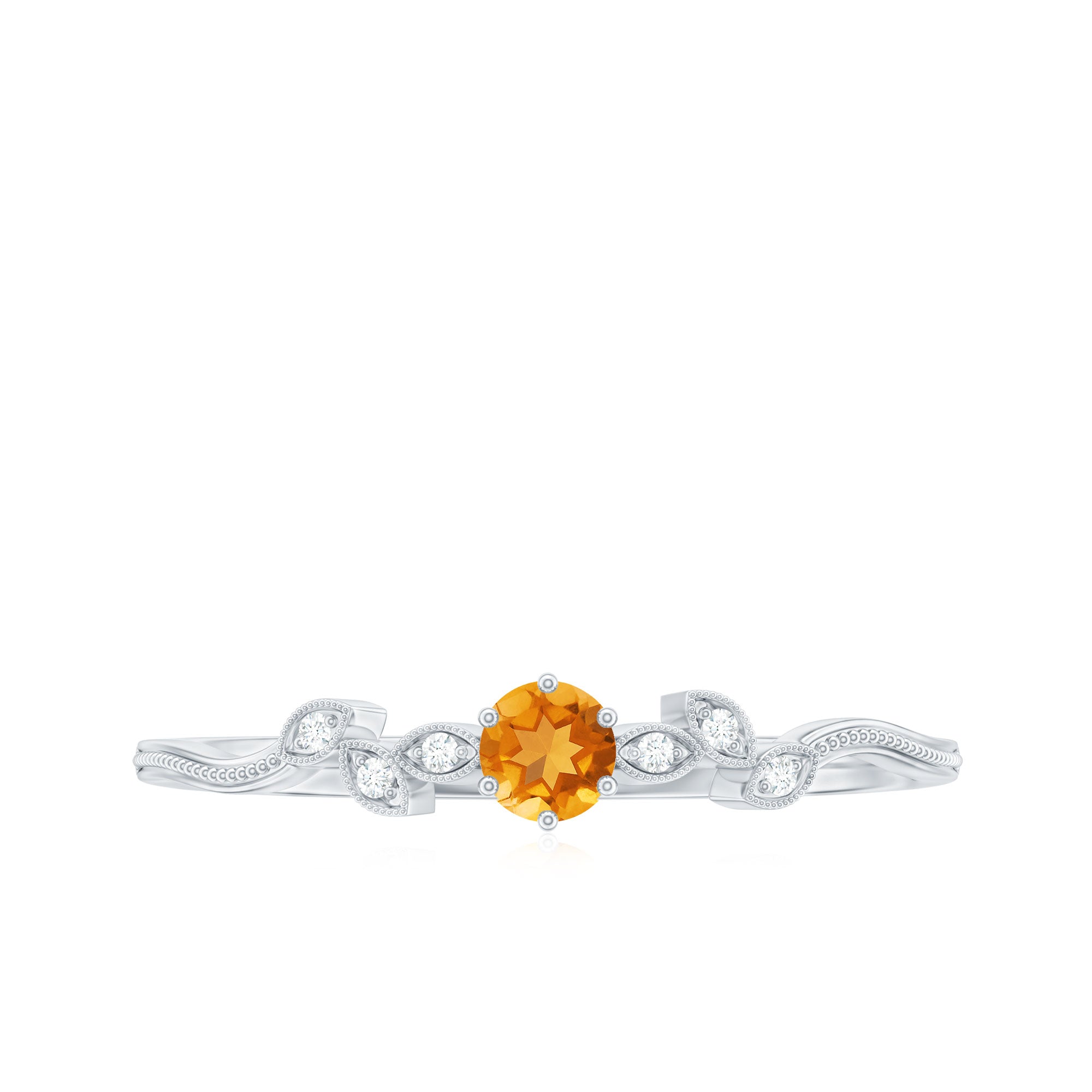 Nature Inspired Citrine Promise Ring with Diamond