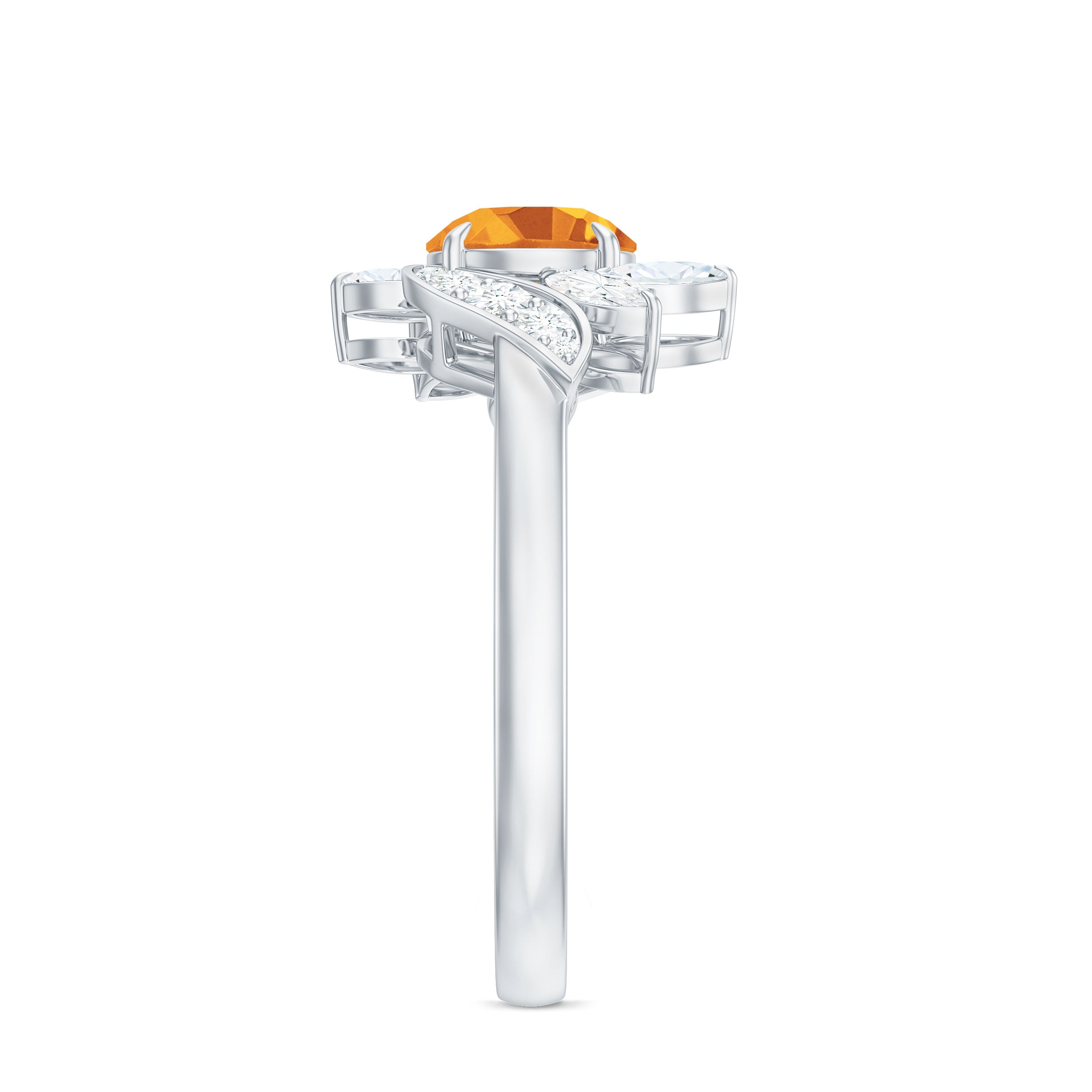 Certified Real 7mm Citrine Engagement Ring with Moissanite