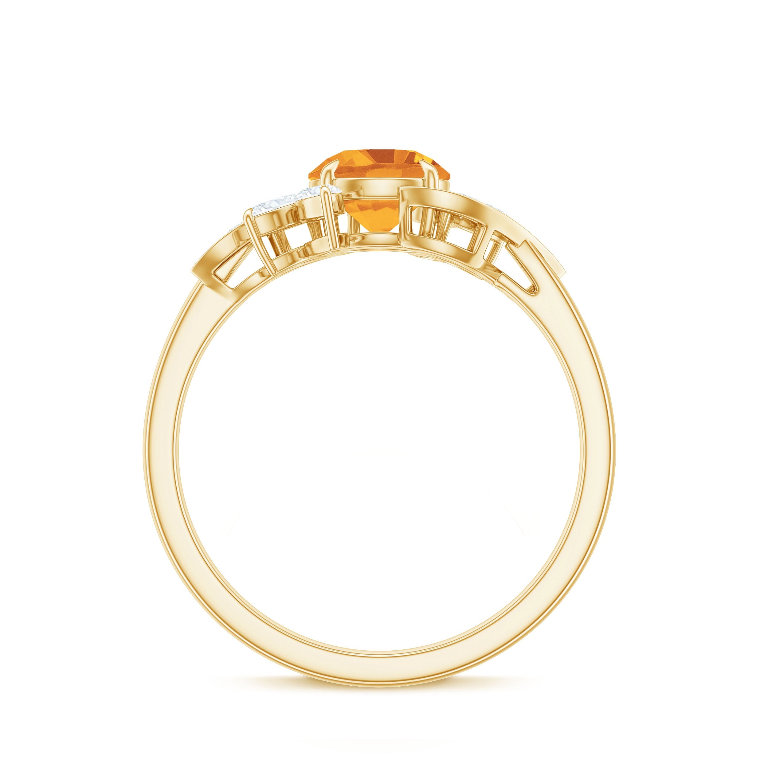 Certified Real 7mm Citrine Engagement Ring with Moissanite