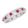 Classic Lab Created Ruby and Moissanite Eternity Wedding Band