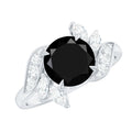 Nature Inspired Black Spinel Engagement Ring with Diamond