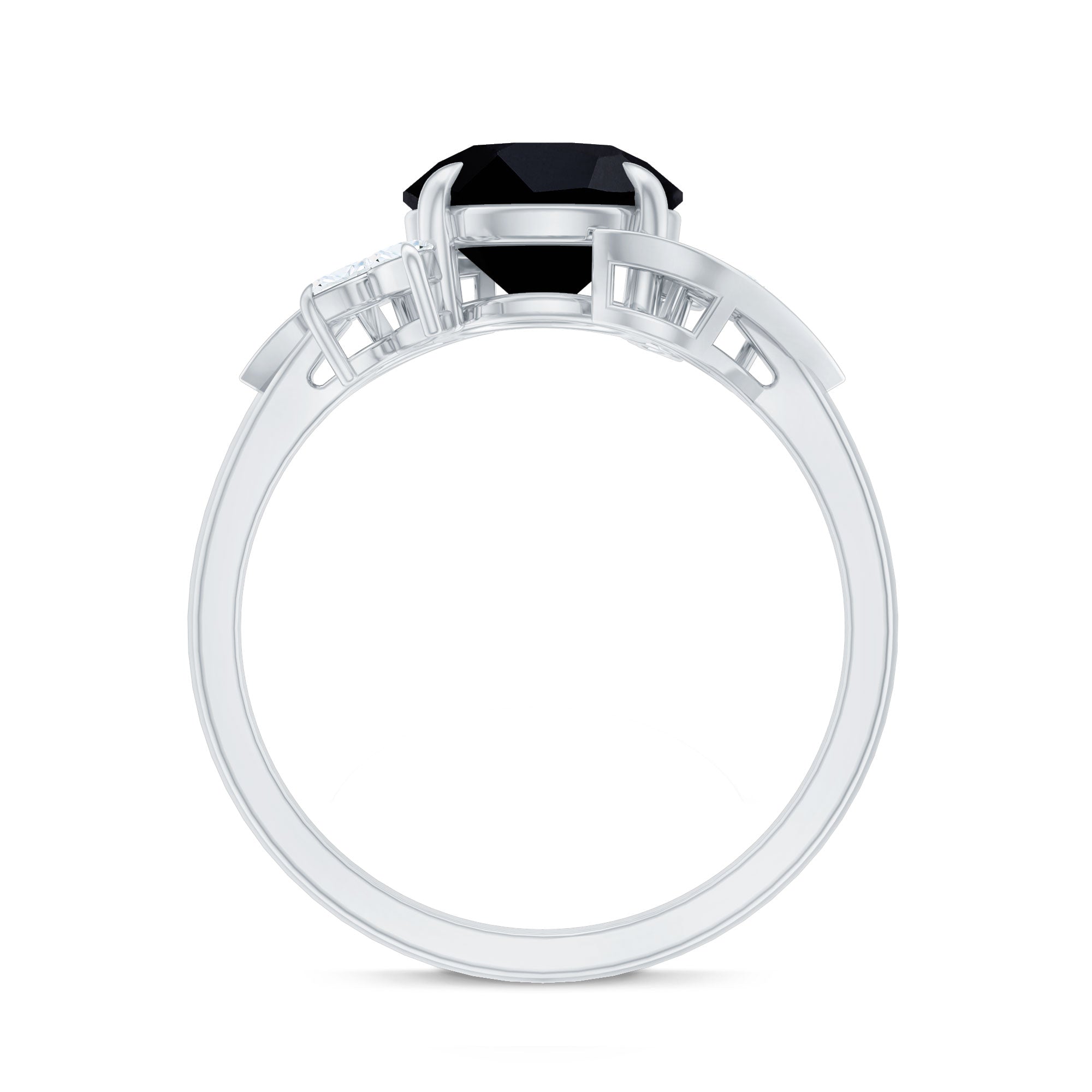 Nature Inspired Black Spinel Engagement Ring with Diamond