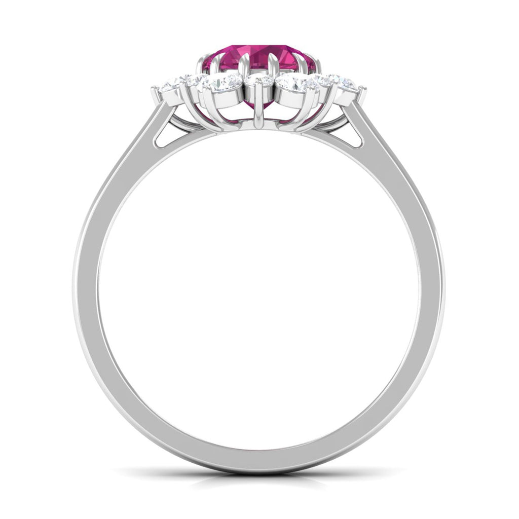 2 CT Pink Tourmaline and Diamond Halo Engagement Ring
