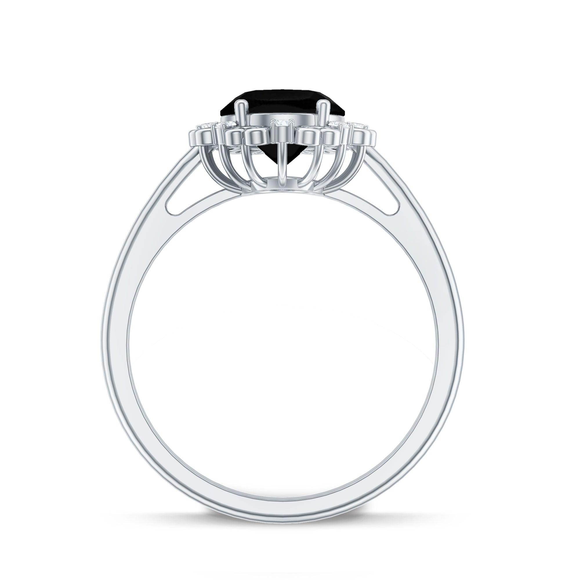 Lab Grown Black Diamond Oval Engagement Ring with Diamond