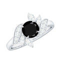 Nature Inspired 2 Carat Lab Grown Black and White Diamond Engagement Ring for Women