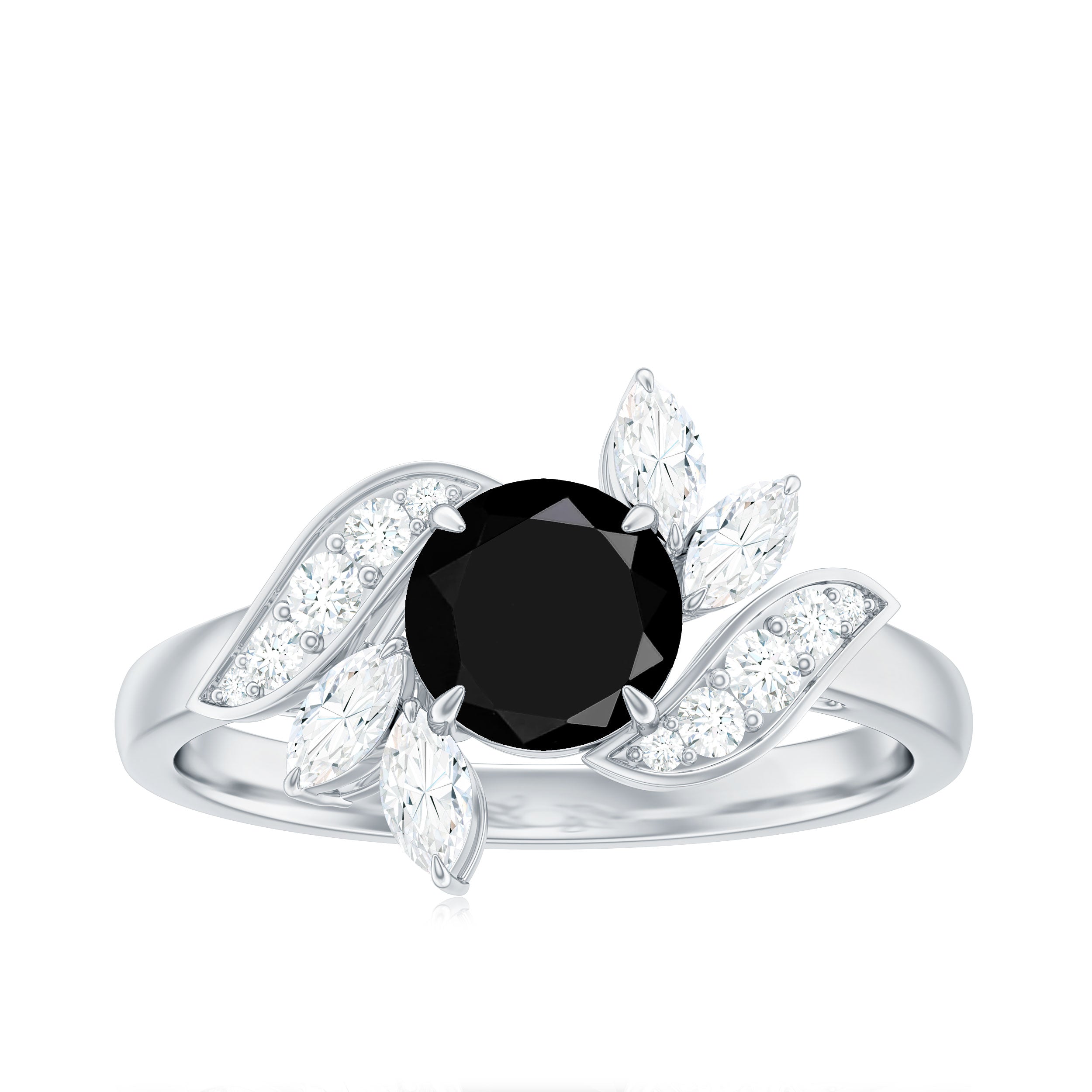 Nature Inspired 2 Carat Lab Grown Black and White Diamond Engagement Ring for Women