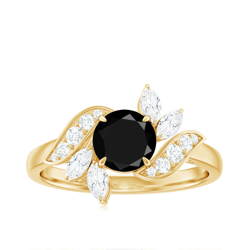 Nature Inspired 2 Carat Lab Grown Black and White Diamond Engagement Ring for Women