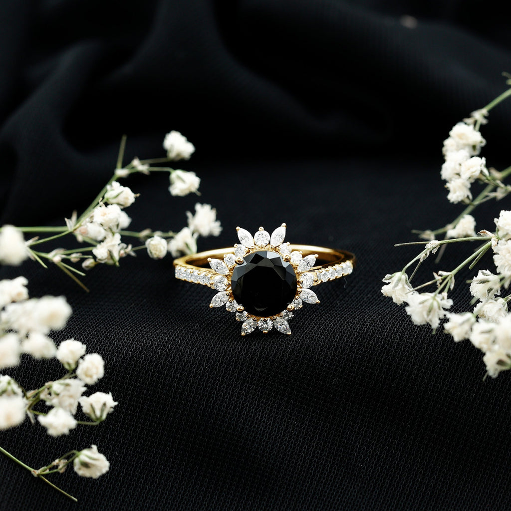 Certified 2 Carat Lab Grown Black Diamond Halo Engagement Ring For Women