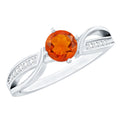 Orange Fire Opal Infinity Engagement Ring with Diamonds