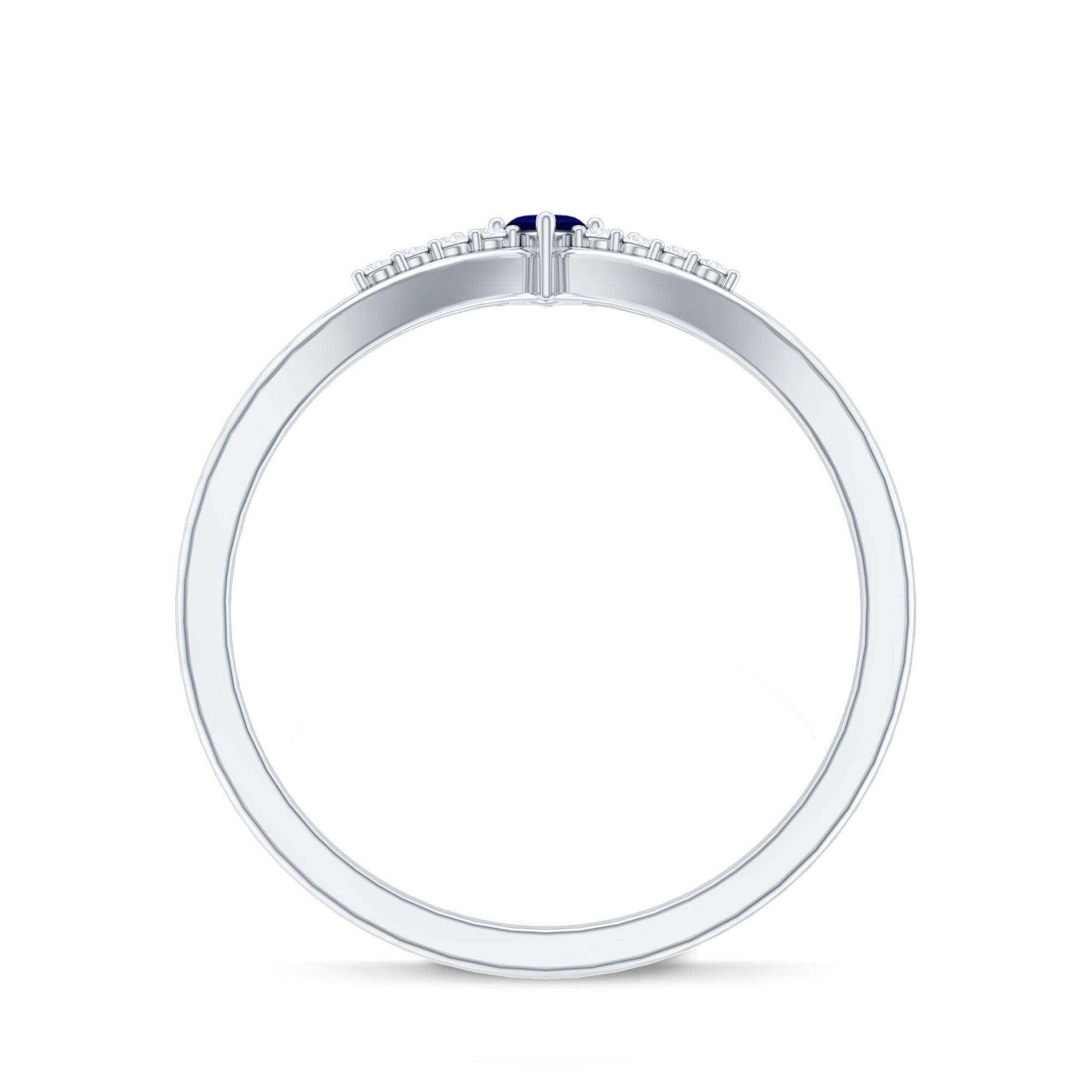 Natural Marquise Blue Sapphire Chevron Enhancer Ring with Diamond