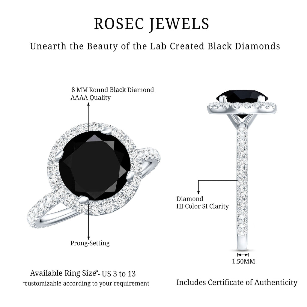 Certified 2 Carat Lab Grown Black and White Diamond Engagement Ring with Halo