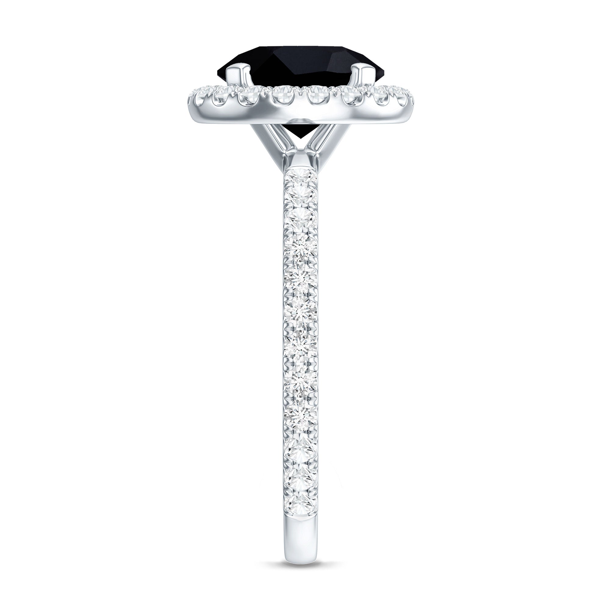 Certified 2 Carat Lab Grown Black and White Diamond Engagement Ring with Halo