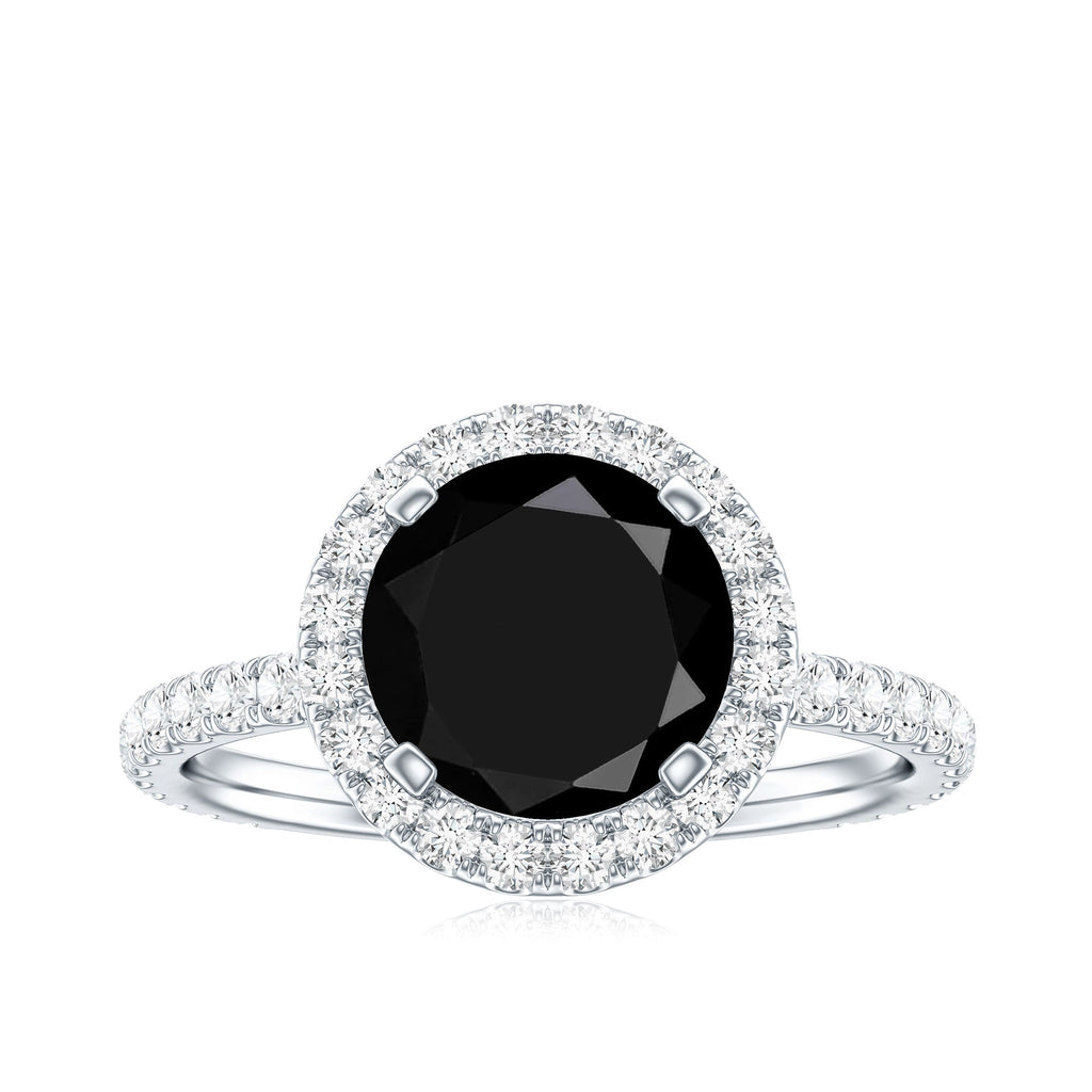 Certified 2 Carat Lab Grown Black and White Diamond Engagement Ring with Halo
