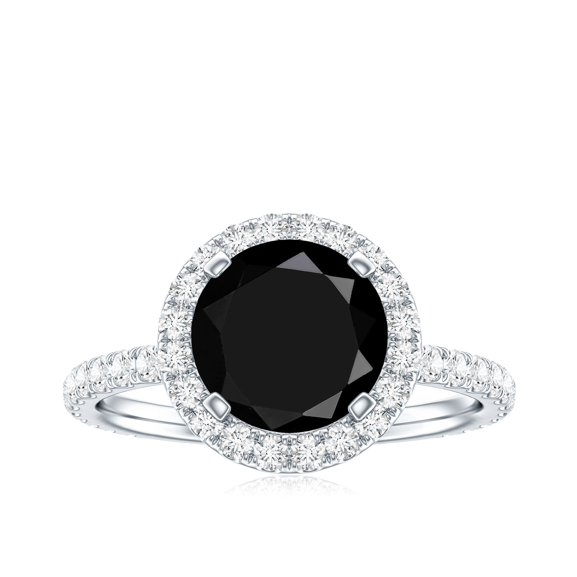 Certified 2 Carat Lab Grown Black and White Diamond Engagement Ring with Halo