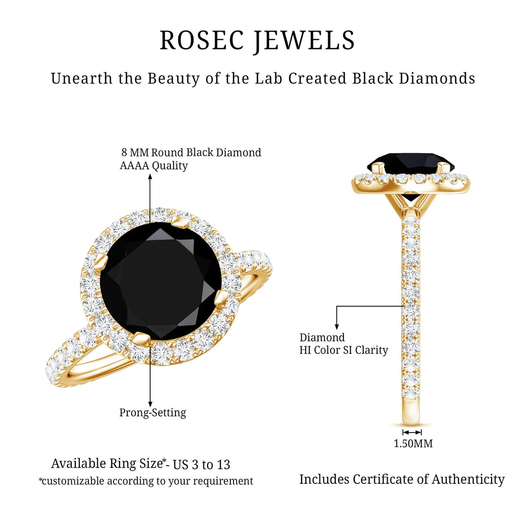 Certified 2 Carat Lab Grown Black and White Diamond Engagement Ring with Halo