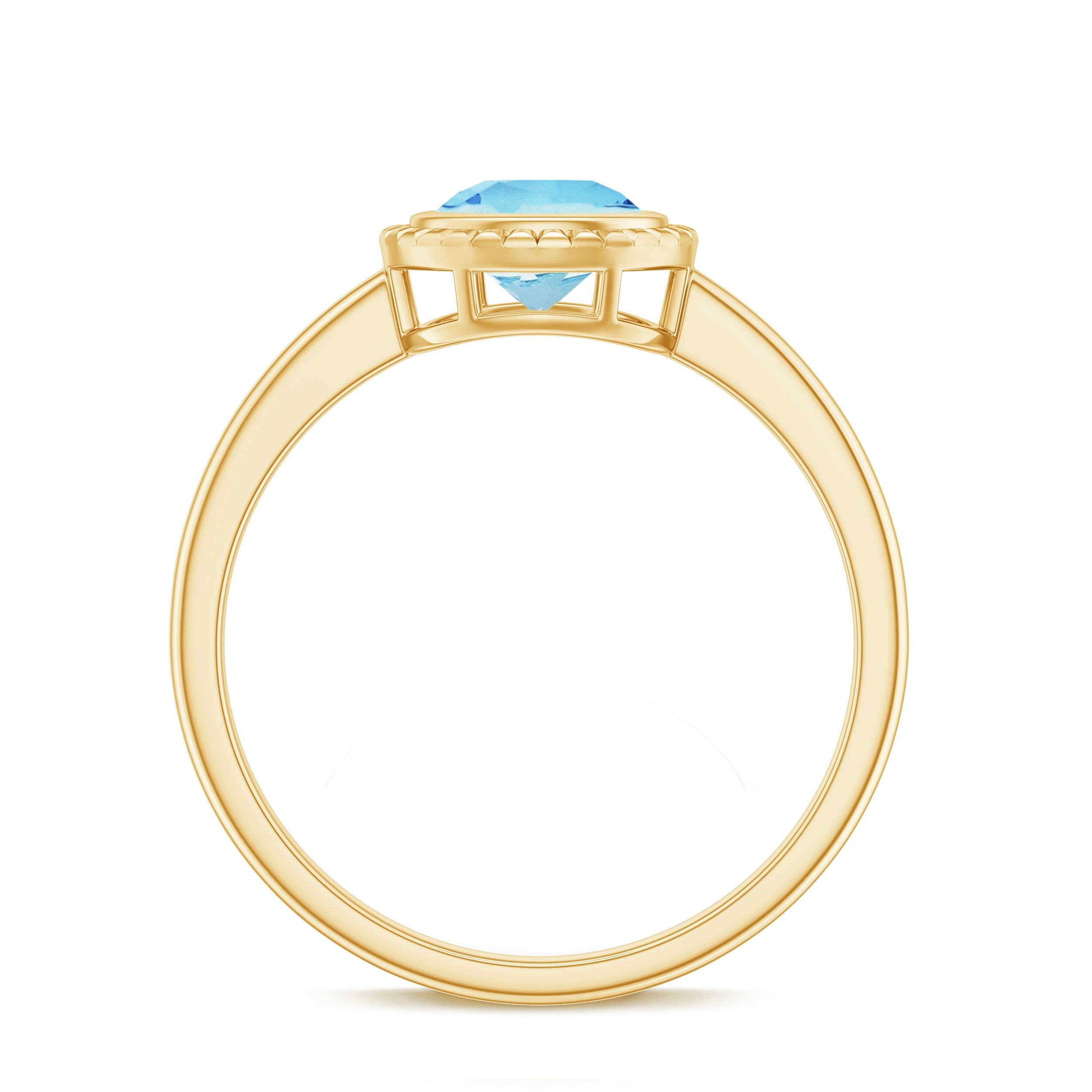 0.8 Carat Bezel Set Round Aquamarine Solitaire Promise Ring