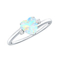 Genuine 6mm Ethiopian Opal Diamond Heart Shaped Promise Ring with Bypass Shank