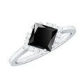 1 Carat Lab Grown Black and White Diamond Princess Cut Engagement Ring