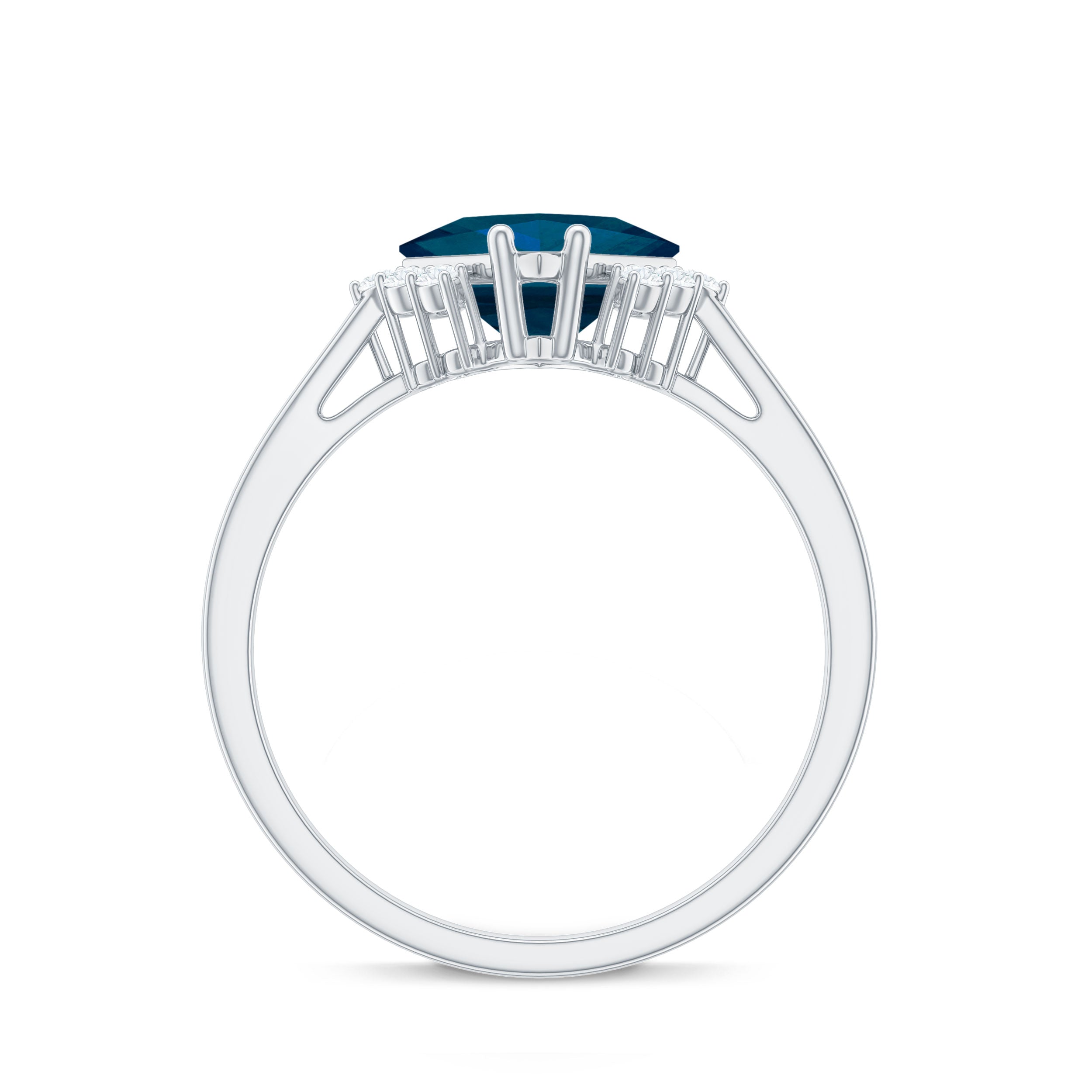 Princess Cut London Blue Topaz Engagement Ring with Diamond