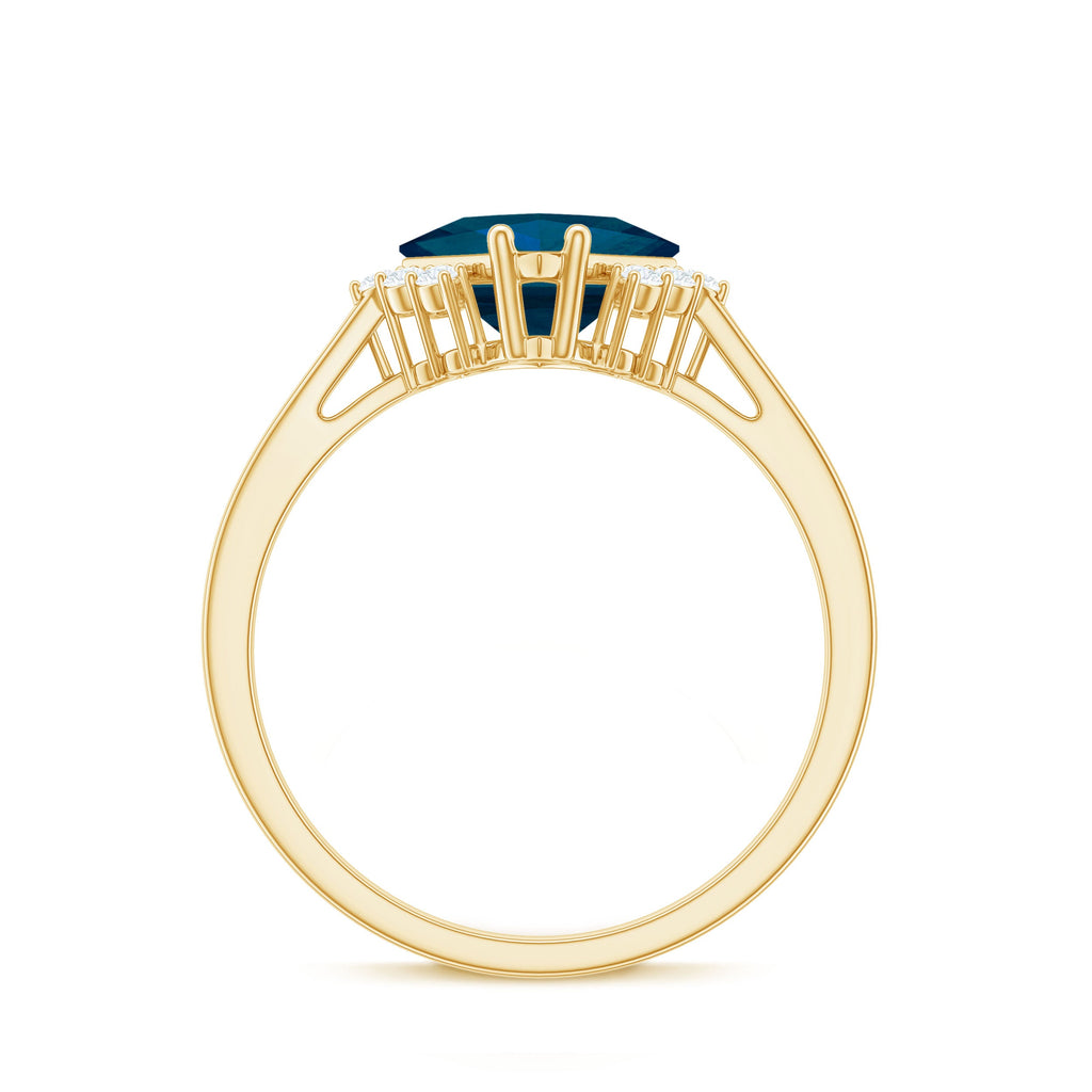Princess Cut London Blue Topaz Engagement Ring with Diamond