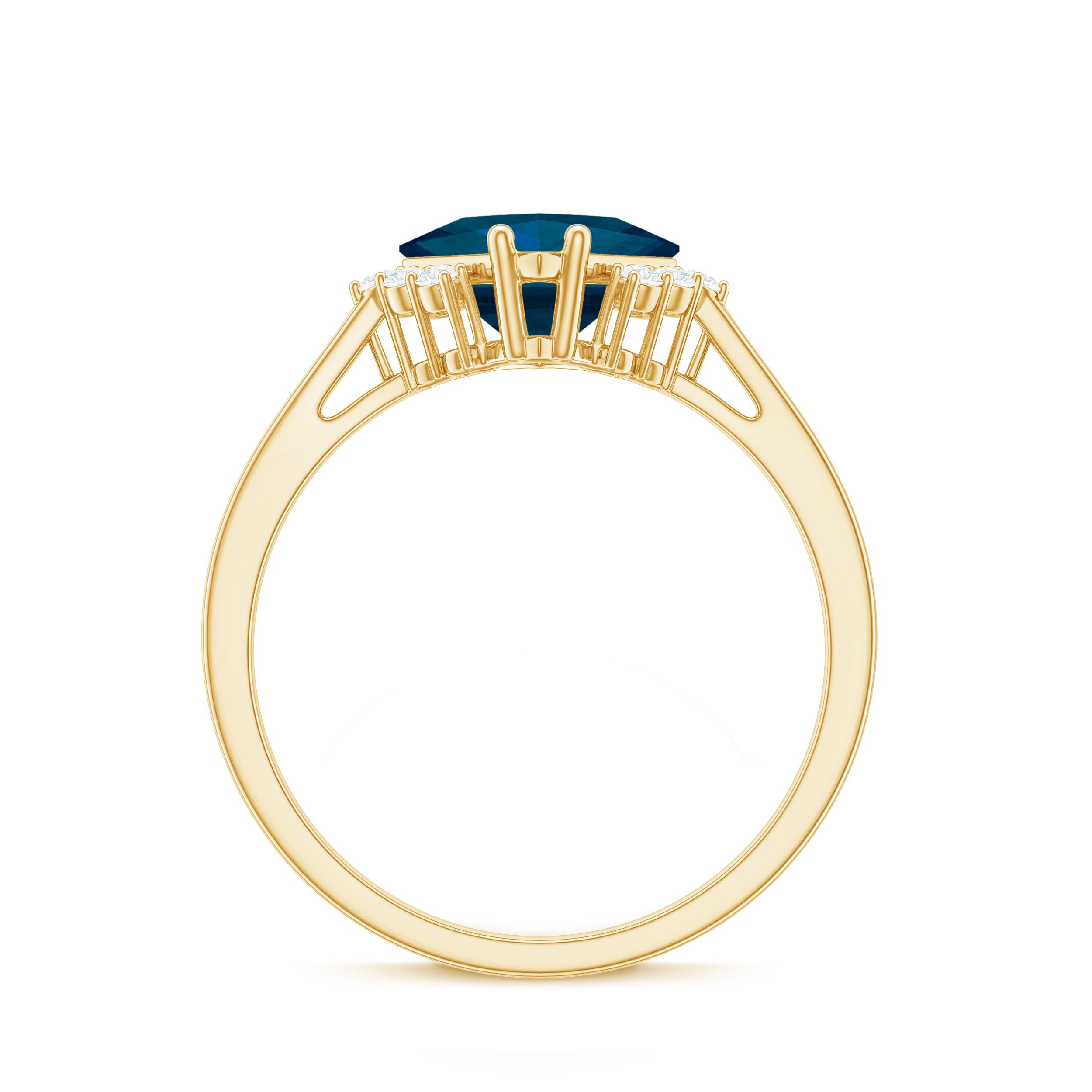 Princess Cut London Blue Topaz Engagement Ring with Diamond