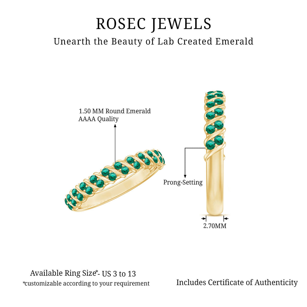 Certified Lab Grown Emerald Half Eternity Anniversary Band