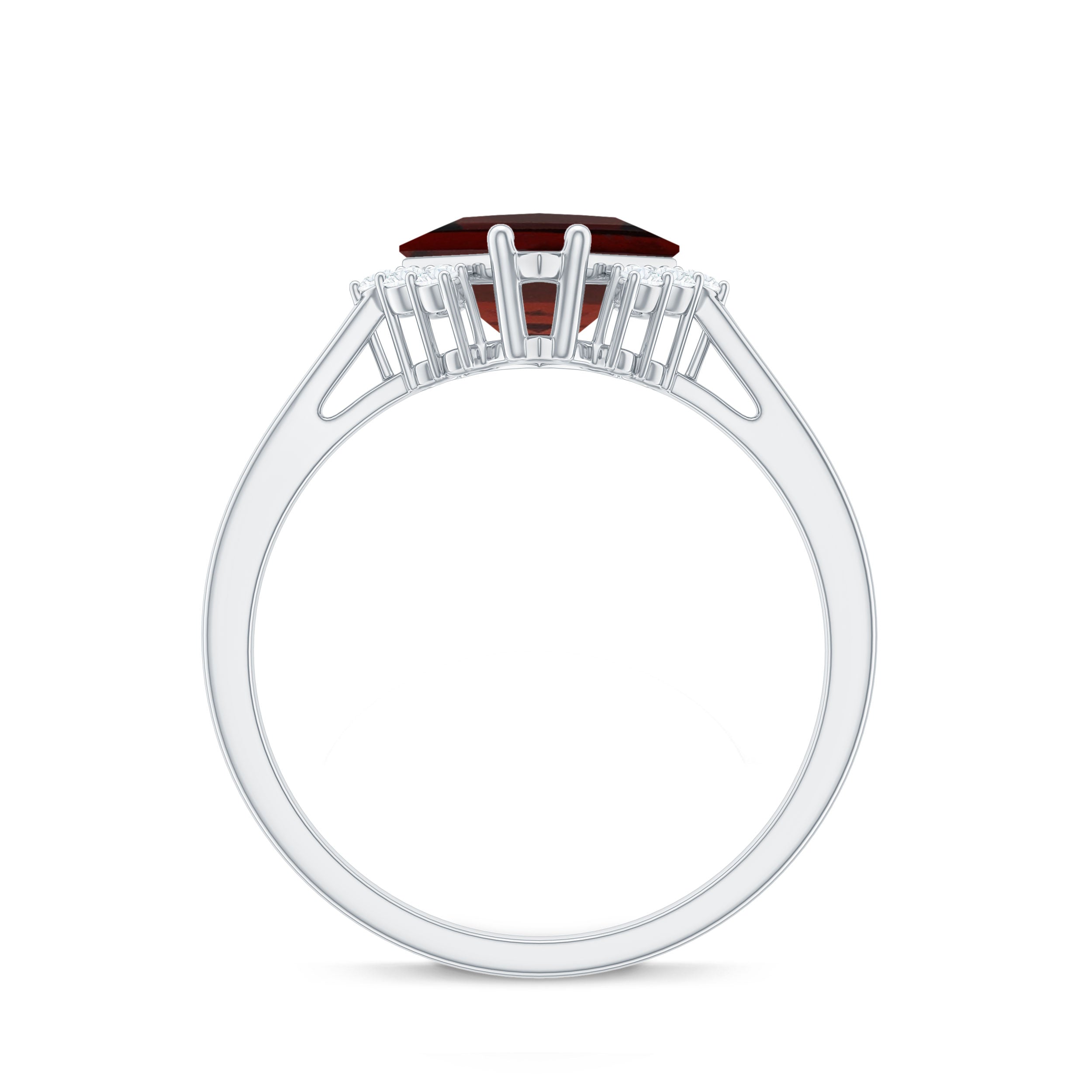 Certified Natural Garnet Princess Cut Engagement Ring with Diamond