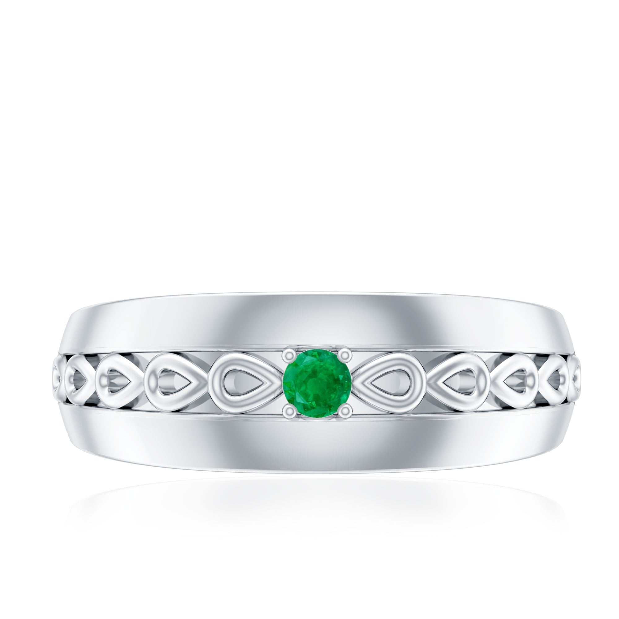 Certified Emerald Vintage Inspired Designer Band Ring
