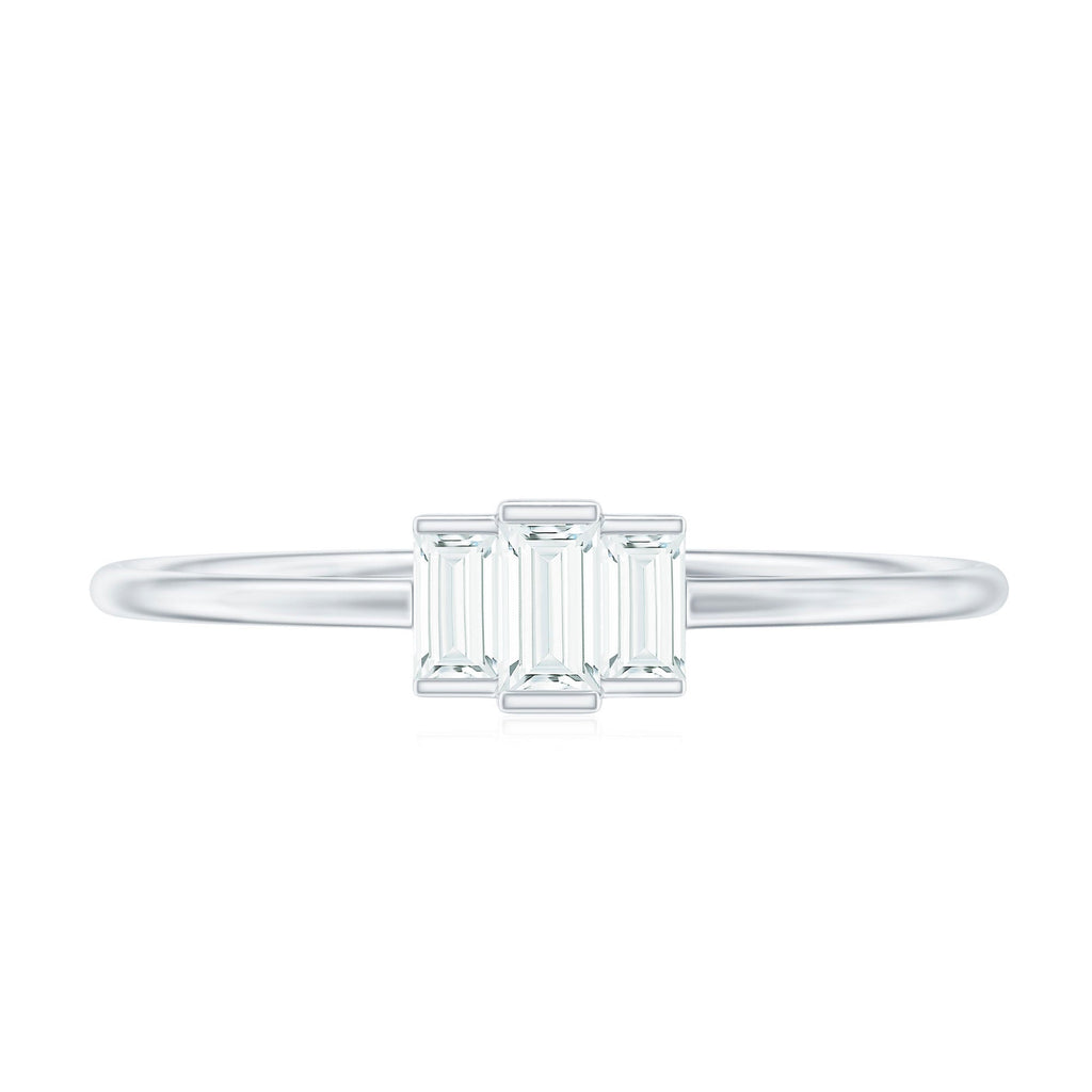 Minimalist Baguette Cut Moissanite 3 Stone Promise Ring