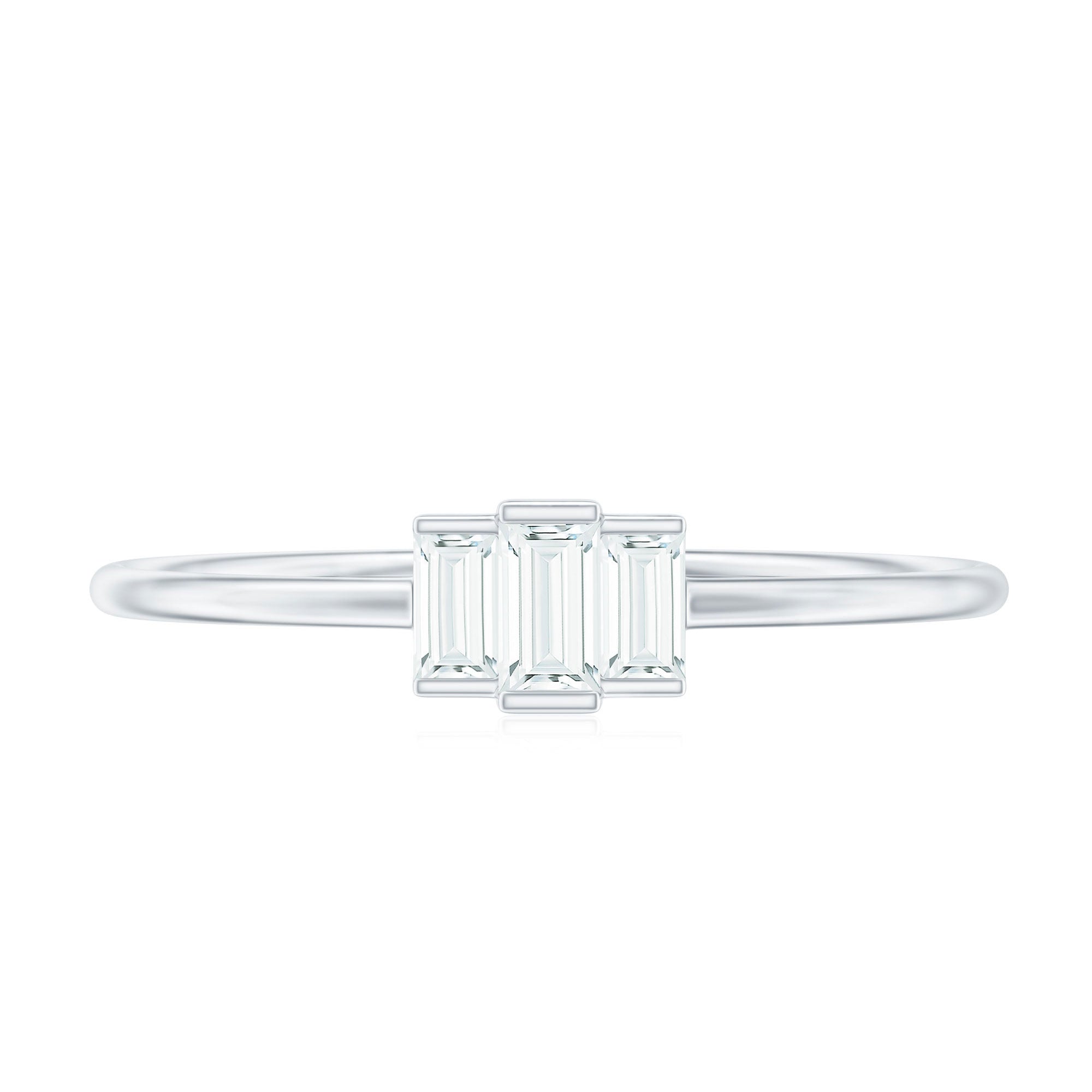 Minimalist Baguette Cut Moissanite 3 Stone Promise Ring