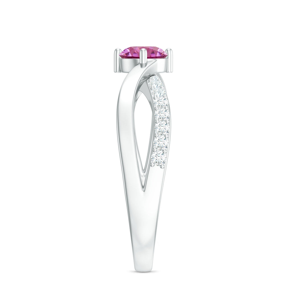 1/2 CT Pink Tourmaline Solitaire and Diamond Infinity Ring