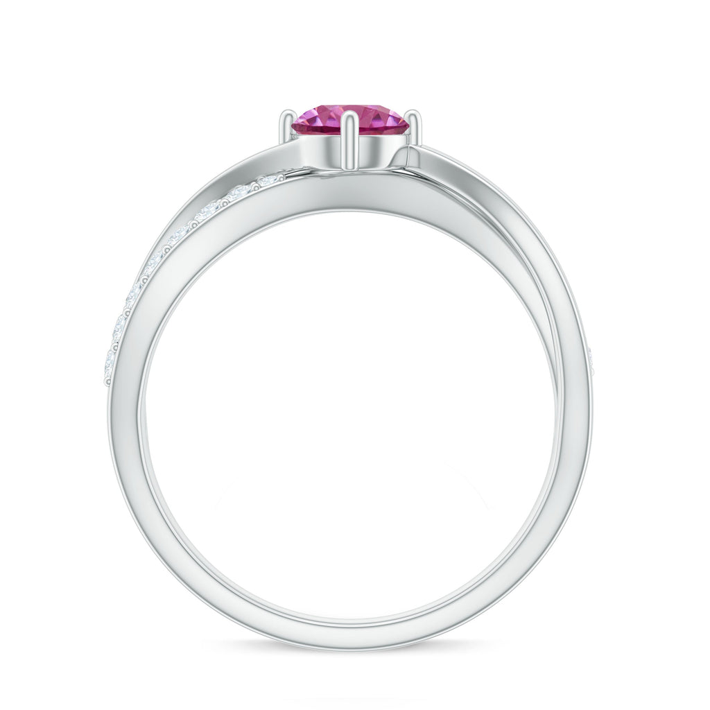 1/2 CT Pink Tourmaline Solitaire and Diamond Infinity Ring