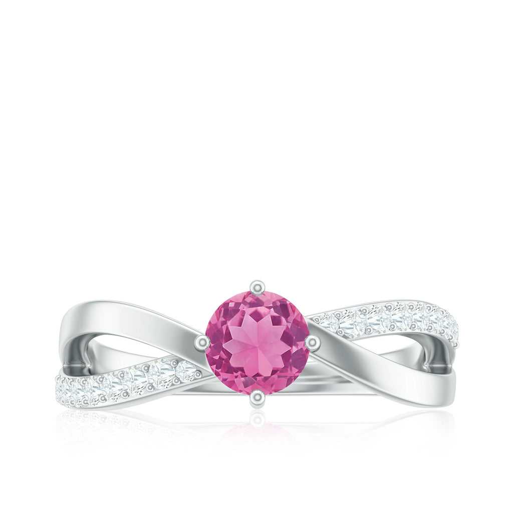 1/2 CT Pink Tourmaline Solitaire and Diamond Infinity Ring