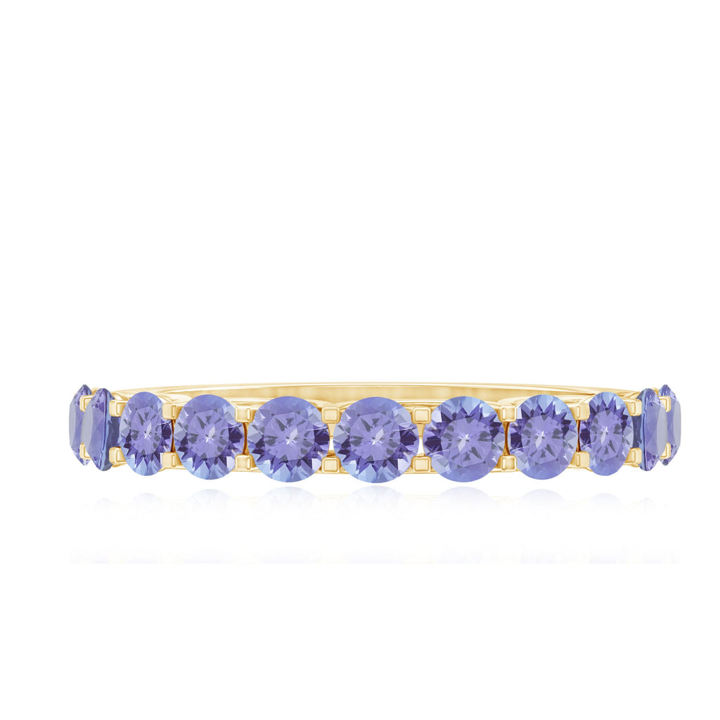 Trellis Set Round Tanzanite Half Eternity Band Ring