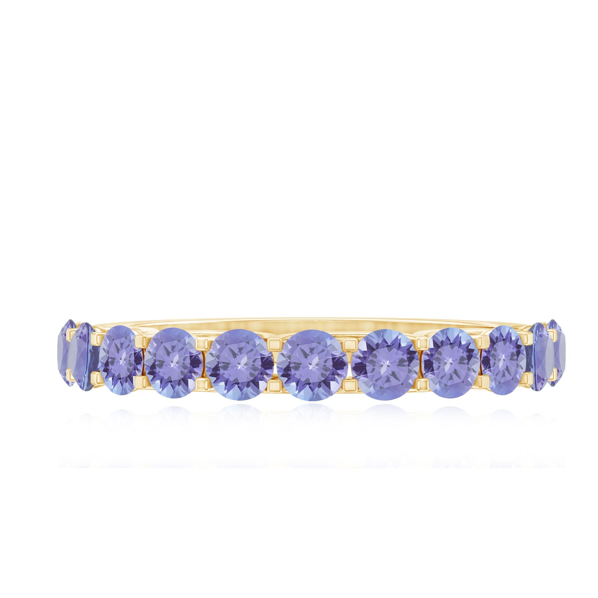 Trellis Set Round Tanzanite Half Eternity Band Ring